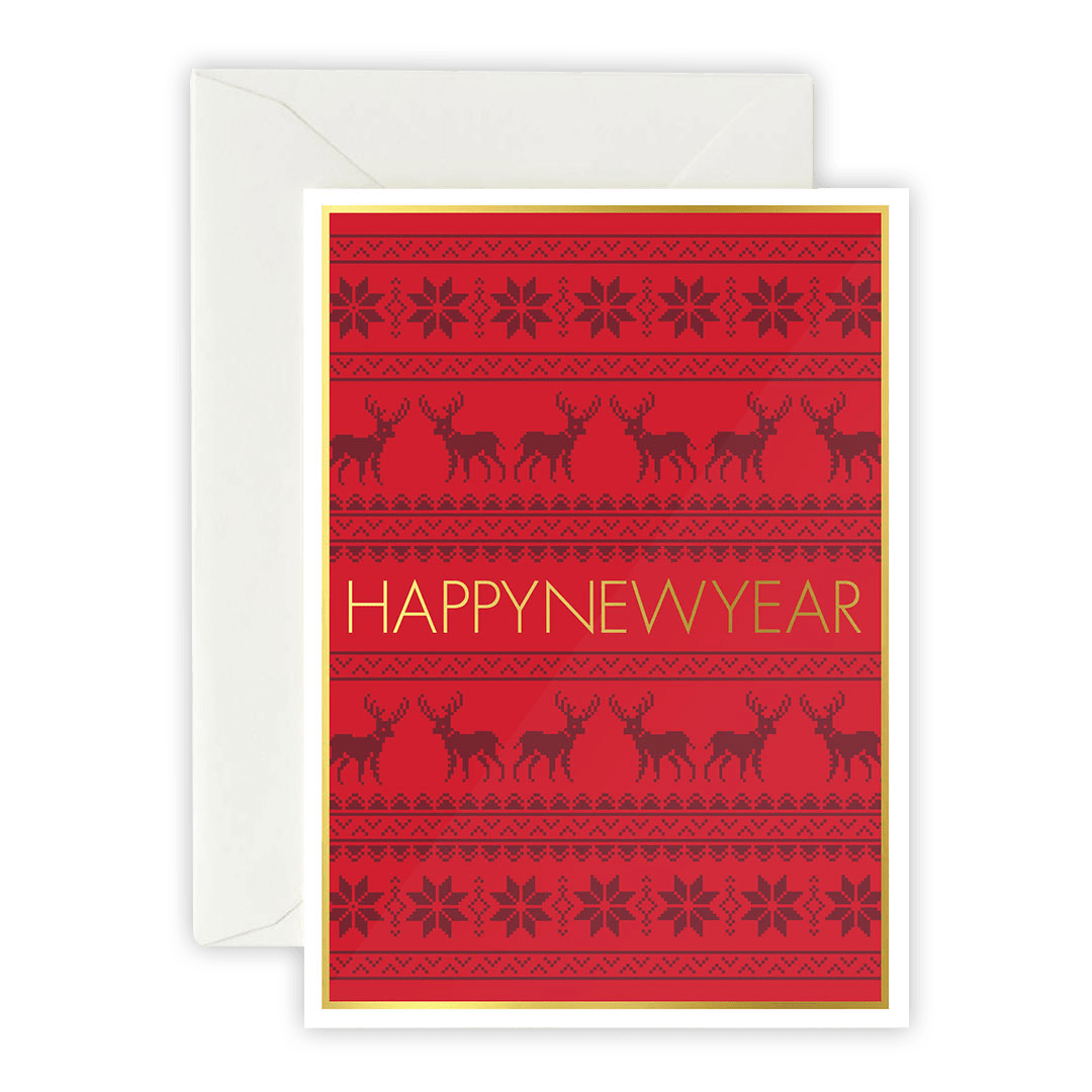 Happy New Year Sweater – Greeting Card, Envelope & Sticker Set