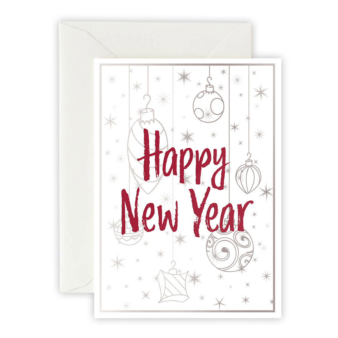Pine Tree Ornaments – Greeting Card, Envelope & Sticker Set